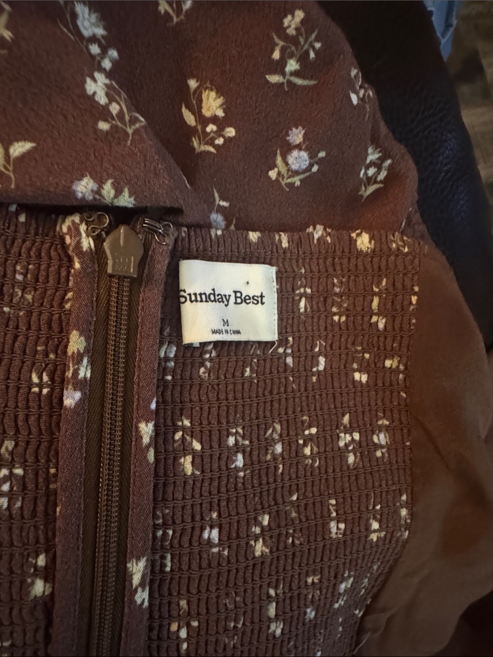 Sunday Best Rust-Brown Floral Square-Neck Mini Dress - Picture 8 of 8